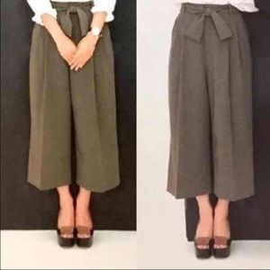 khaki wide-leg trousers