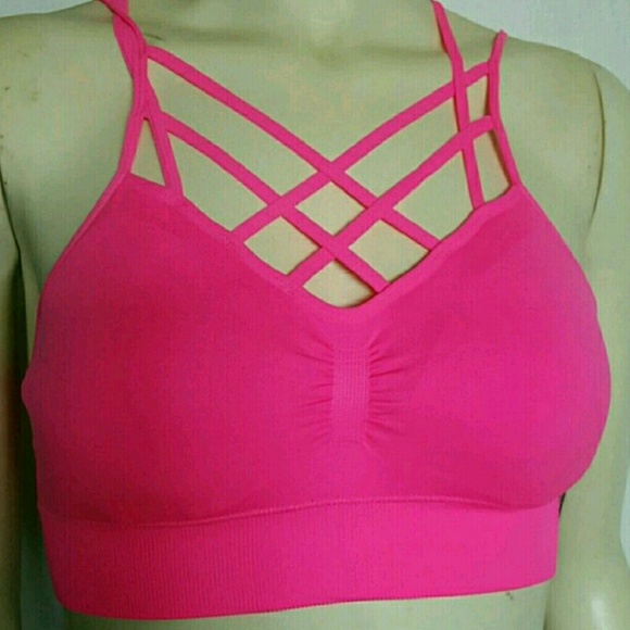 Neon green STRAPPY front bralette sports bra - Picture 3 of 4
