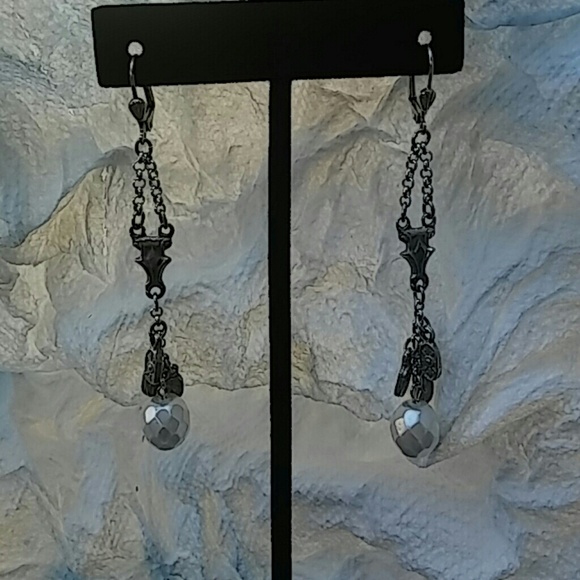 Silver and pearl dangly earrings