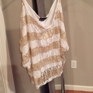 Lace & gold tank top