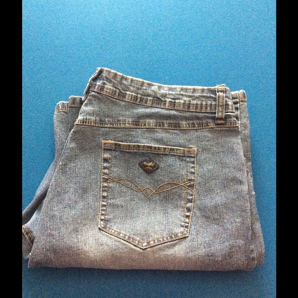 Angels plus size embroidered Flare Leg Jeans