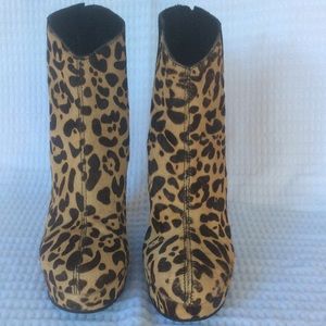 Michael Antonio cheetah print wedge boots