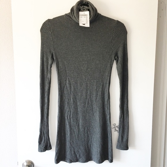 NWOT gray ribbed Adalie turtleneck dress - Picture 2 of 4