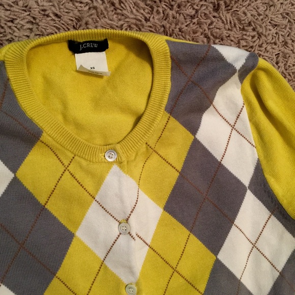 JCrew Argyle yellow sweater