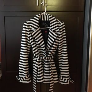 Black and white striped blazer.