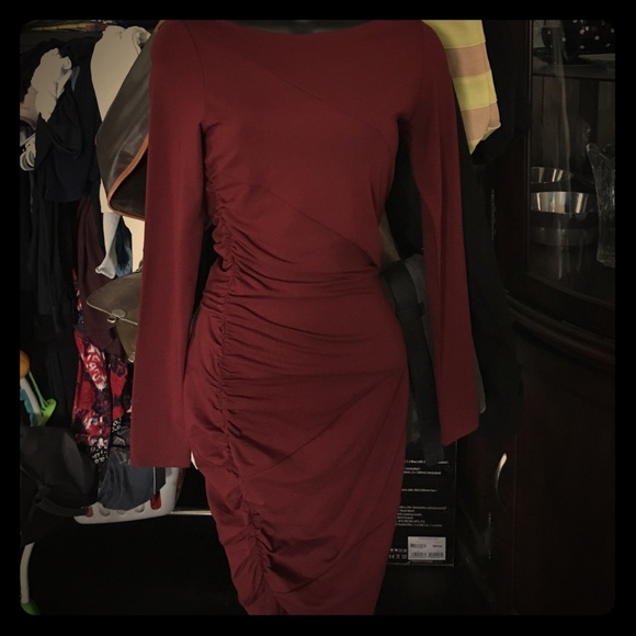 Twenty long sleeve rusched panel dress