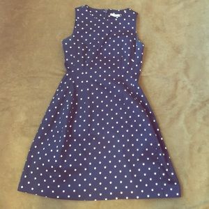 Navy and white polka dot dress