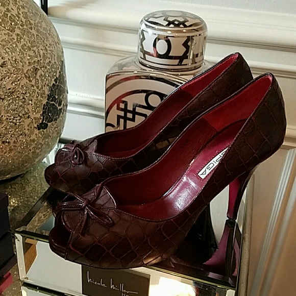 Deep purple peep toe heels