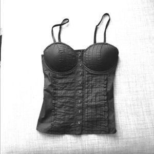 Black Pleat and Ruffled Corset Top