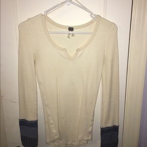 Free People thermal top with embroidered cuffs (S)