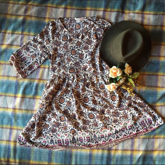 Babydoll Boho Floral Print Dress