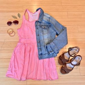 Pink Dress with Elastic Waist Band