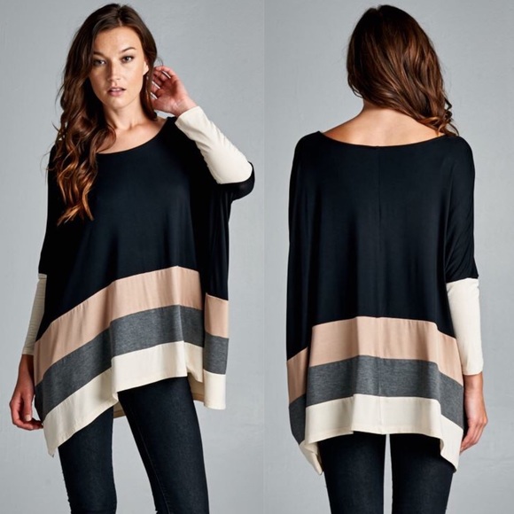 🚨1 HR SALE🚨VINA color block tunic - MOCHA/BLACK - Picture 2 of 3