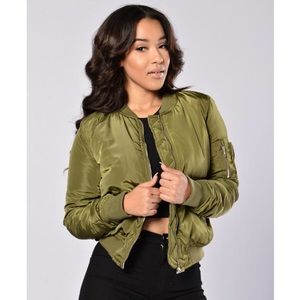 Olive bomber jacket