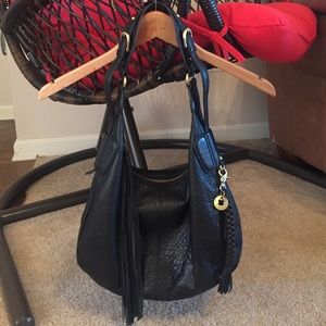 Lucky Brand Glendale Black Leather Hobo Handbag
