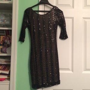 Sequin quarter sleeve mini dress