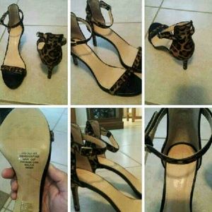 Banana Republic leopard print strappy heels.