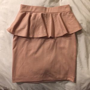 Nude peplum pencil skirt