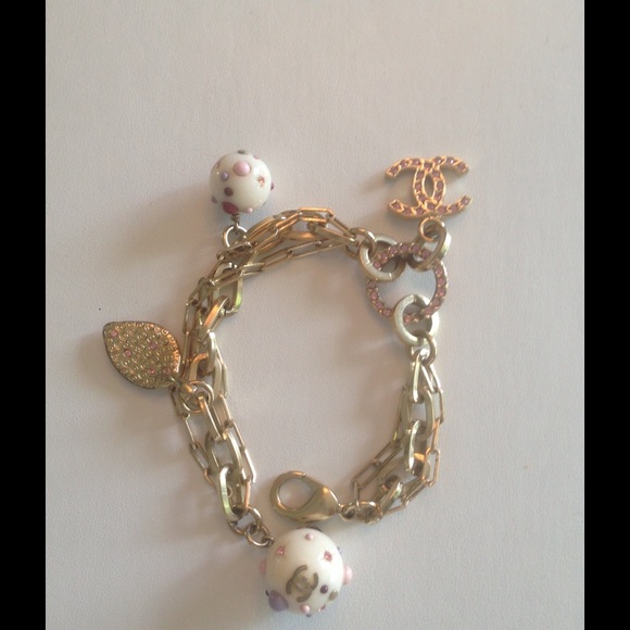 Vintage Chanel Bracelet With Crystal and CC Charms. Must  Chanel vintage charm bracelet