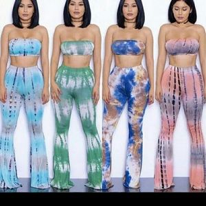 Tye Dye Flare High Waisted Pants & Top