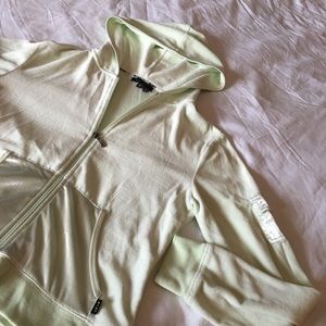 {BCBGMaxAzria} Pale Green Velour Hoodie