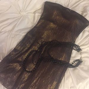 Dark gold sequin strapless dress