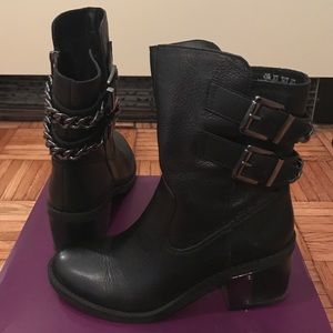 Black Combat Boots with Chains