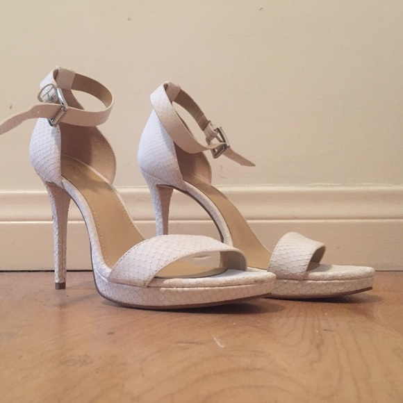 Michael Kors chunky white snake skin heels