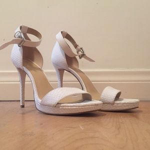 Michael Kors chunky white snake skin heels