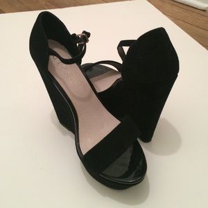 Aldo Black Suede Wedges