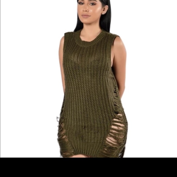 shredded sweater dress