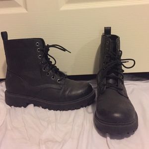 black lace up combat boots