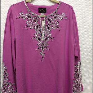 BOB MACKIE NWT Pink Embroidered Tunic Plus Sz  2X