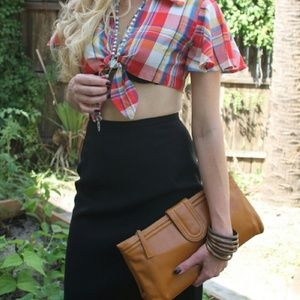 Oversized Leather Clutch by Margolin