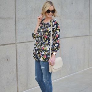 Banana Republic Floral Pintuck Blouse