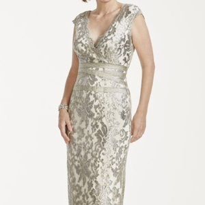 Davids Bridal silver sequin/lace gown size 10 NWT