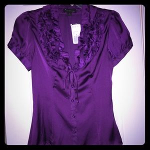 Fancy purple button down blouse! NWT!