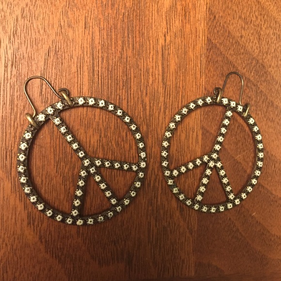 Lucky Brand Flower Peace Sign Earrings