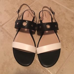 Lands End, black and white sandals