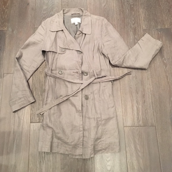Lightweight grey linen trench coat