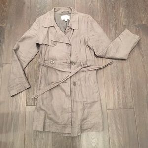 Lightweight grey linen trench coat