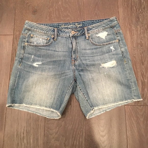 Distressed boyfriend denim jean shorts