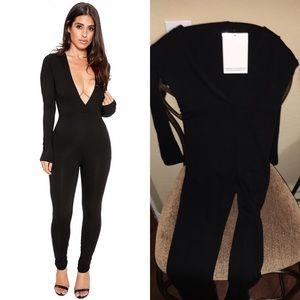 Naked Wardrobe Jumpsuit All Black Size Large