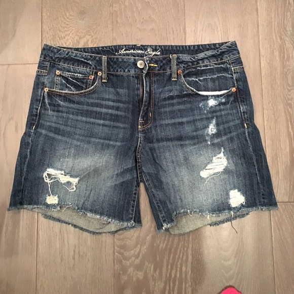Distressed boyfriend denim jean shorts