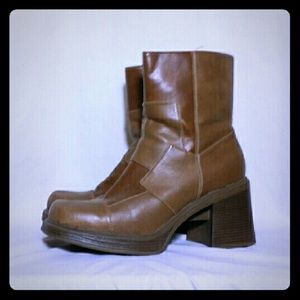 Vintage 90's Patchwork Platform Boots Booties