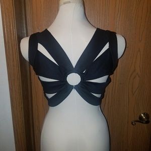 Black cut out crop tank top
