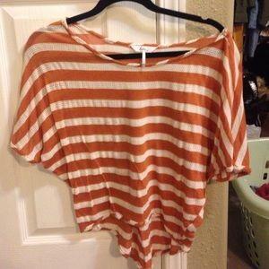 Orange and white stripe crop top