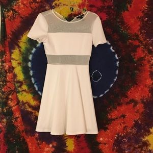 White Dress with See-through Mid And shoulder