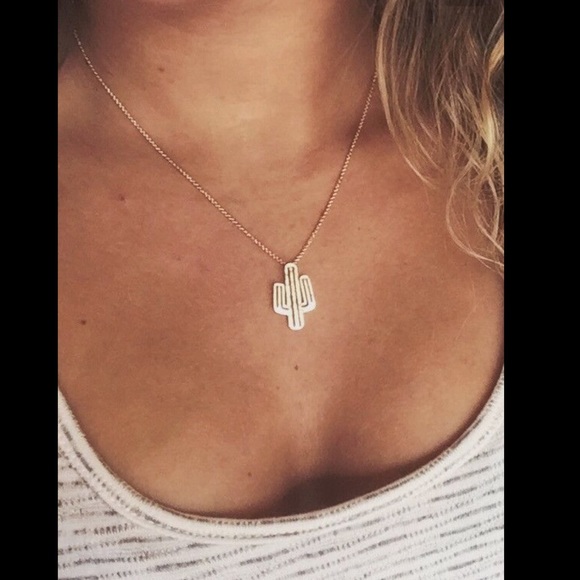 Gold Cactus Necklace and earrings