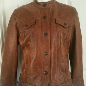 💰"SOLD" GAP brown distressed leather jacket large